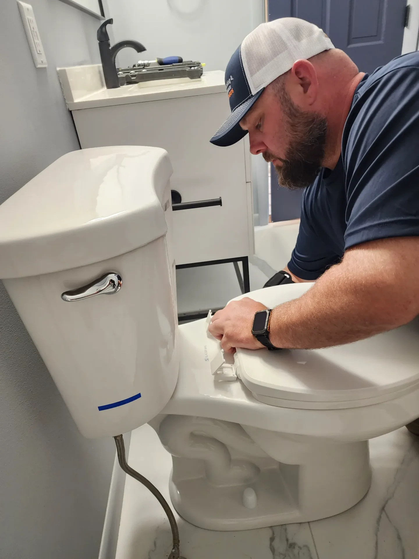 Plumber diagnosing a drain issue
